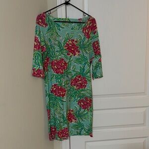 Lilly Pulitzer Vibrant Green and Pink Long Sleeve Dress